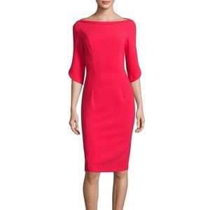 Black Halo bold pink petal sleeve boatneck dress